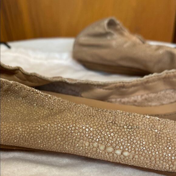 Narciso Rodriguez Snake Leather Pale Pink Tan Open Toe Ballet Flats - 9 W/ Bag - Picture 12 of 13